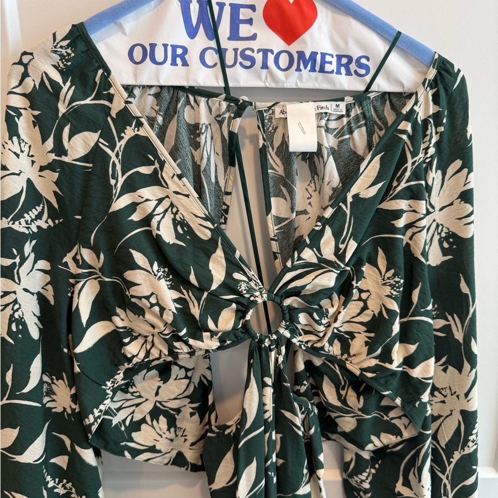 Abercrombie & Fitch Green and Cream Floral Dress - Picture 5 of 12